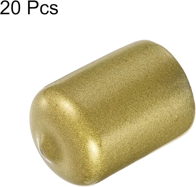 uxcell 20pcs Rubber End Caps 3/4"(19mm) ID Vinyl Round Tube Bolt Cap Cover Thread Protectors Gold