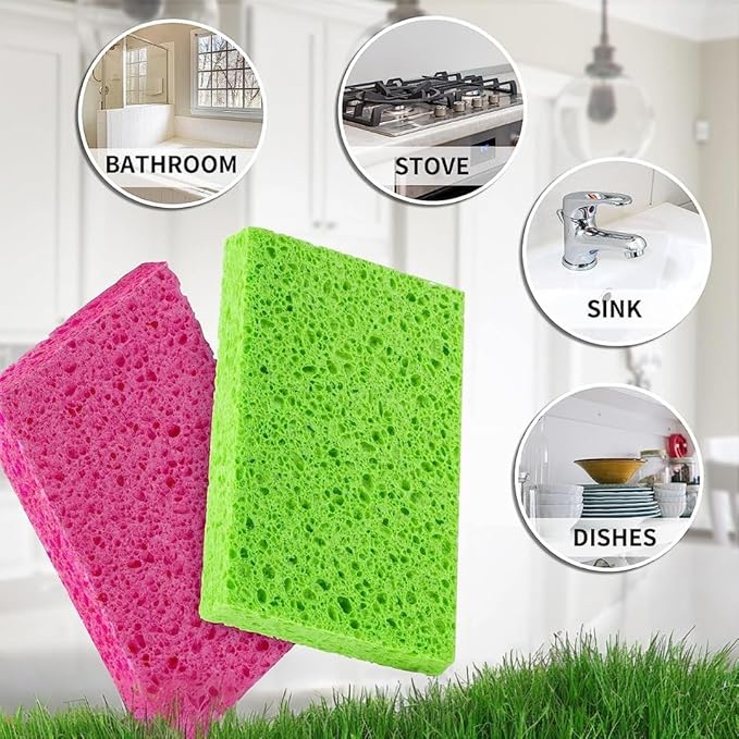 bioGo 30 Pack Compostable Pop-Up Sponges - Expanding, Non-Scratch, Plant-Based Dish Sponges - Bulk Color Sponges - Compostable Pop Up Sponge - Kitchen Pop Up Sponges