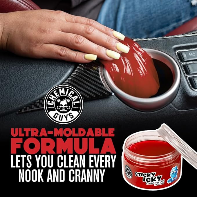Chemical Guys Sticky Icky Car Cleaning Gel, Green Apple Scent - Detailing Kit, Automotive Dust Car Crevice Cleaner, Air Vent Slime, Cleaning Putty for Keyboard Accessories for Women (4 Pack) - CJR1004