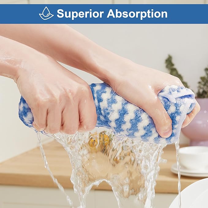 JOYMOOP Microfiber Cleaning Cloths – 18 Pack, 10" x 10", Blue – Reusable, Lint-Free, Super Absorbent Towels for Kitchen, Car, and Household Cleaning