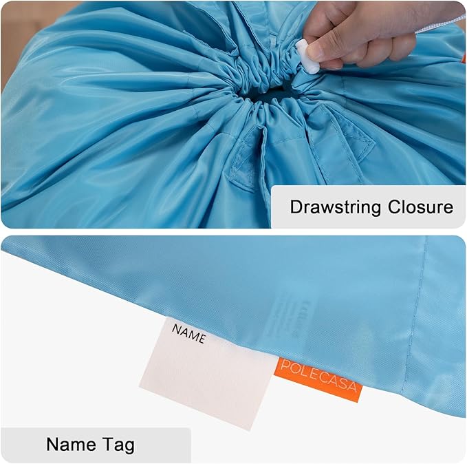 Polecasa Small Heavy Duty Laundry Bag with 130gsm Tear Resistant Fabric and Handles, Easy to Carry Durable Dirty Clothes Drawstring Bag, Perfect for College Dorm, Travel 21”x24”,Gulf Blue