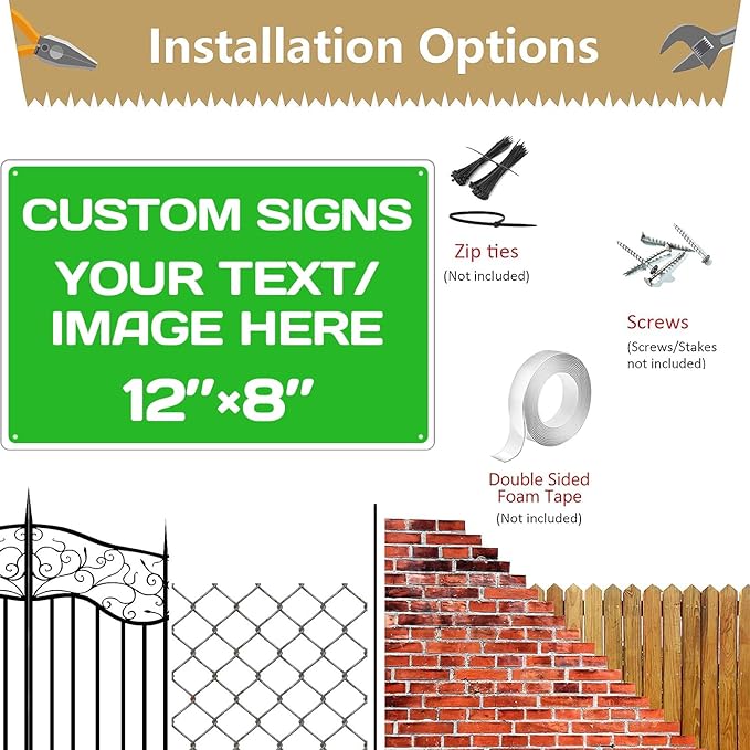 Repaly Personalized signs,Aluminum Weatherproof Metal Sign Multiple Sizes Custom Personalized Text And picture Here,hazard sign,garden sign,custom door sign,Customised business signs Green 12×8