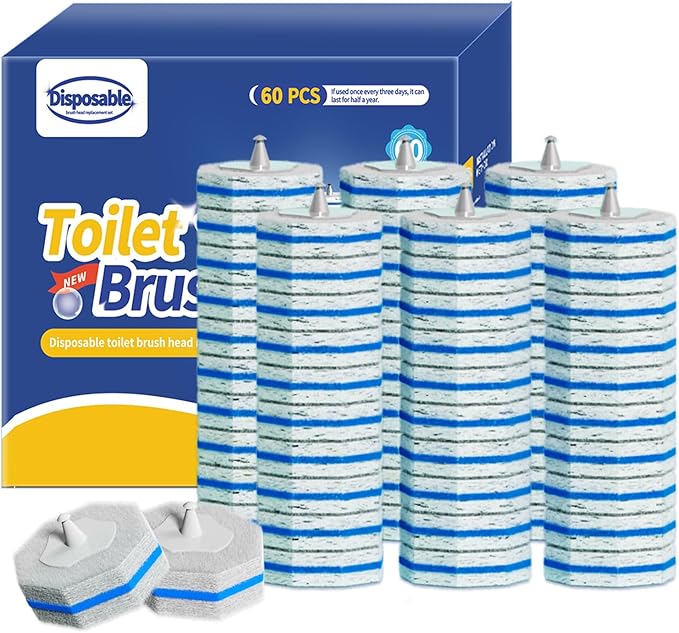 60PCS Toilet Wand Refills Compatible with Clorox Toilet Wand. Disposable Toilet Brush Refills. Bathroom Cleaning. Disposable Toilet Bowl Cleaners.