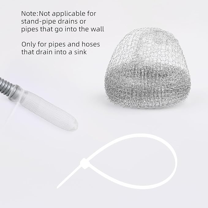 24PCS Lint Traps for Washing Machine, Stainless Steel Mesh Snare Trap Washer Hose Lint Catcher Laundry Mesh Washer Hose Filter with 24 PCS Cable Ties