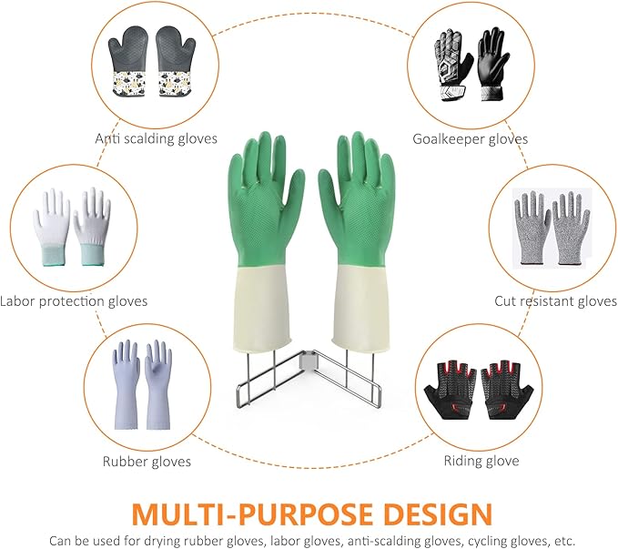 Kitchen Glove Holder,Stainless Steel Glove Rack,Kitchen Vertical Glove Support Multi-Purpose Glove Drain Rack,Collapsible Glove Drying Stand,Rubber Glove Drying Rack,Mitten Rack(Large)