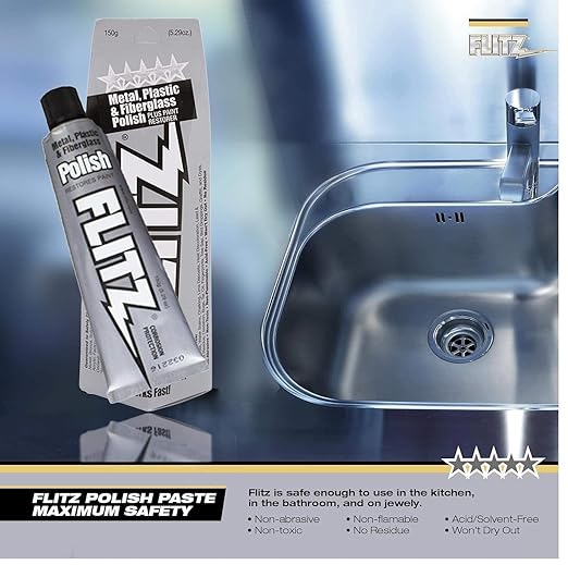 Flitz Multi-Purpose Metal Polish Paste - 5.29oz Tube of USA-Made Chrome Polish - Works on Stainless Steel, Aluminum, Plastic, Jewelry and Cars - Non-Abrasive Cleaner & Rust Remover (3 Pack)