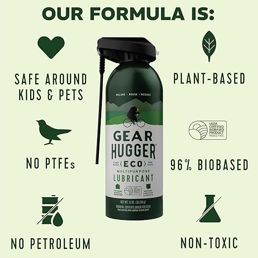 Gear Hugger Multipurpose Lubricant - Eco-Friendly (11 oz, Pack of 2), Rust Remover - Garage Door Lubricant Spray, Door Hinge Lubricant & Lock Lubricant - Plant-Based, No Petroleum, No PTFE