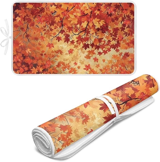 Ironing Mat Maple Leaf Ironing Board Pad Heat Resistant, Portable, Quilting & Travel Blanket 32 x 16 Inch Thanksgiving Small Ironing Mat for Table Top Autumn Decor,Countertop,Etc