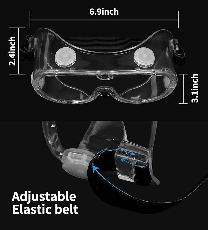 Safety Goggles ANSI Z87.1 - Anti Fog Clear Scratch-Resistant Lens Lab Eye Protection, Over Glasses Goggles (1 Pack)