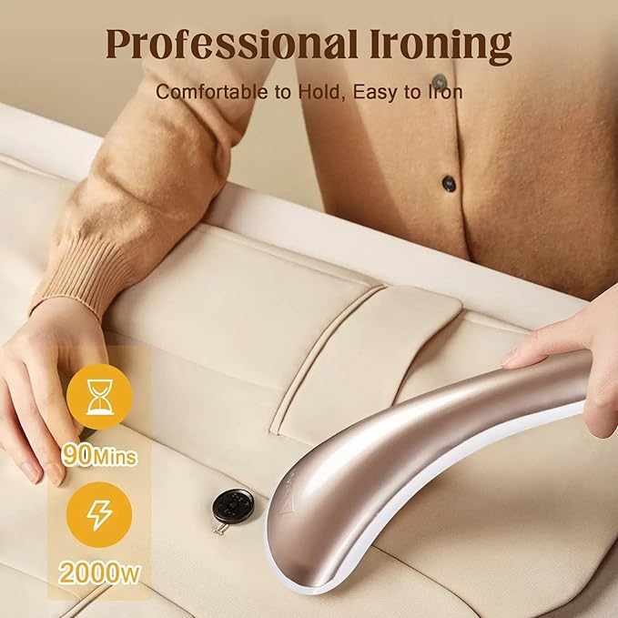Standing Garment Steamer, 2000W Powerful Steamer for Clothes, 10 Steam Levels, 2.7L Water Tank for 90 Mins Continuous Steaming, Home Commercial Use (Champagne Gold)
