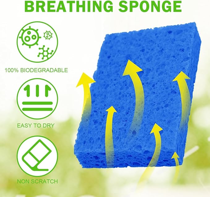 YoleShy Sponge Kitchen Natural Cellulose Sponges 10 Pack Compressed Sponges for Cleaning Reusable Dish Sponge Kitchen Non-Scratch DIY for Kids
