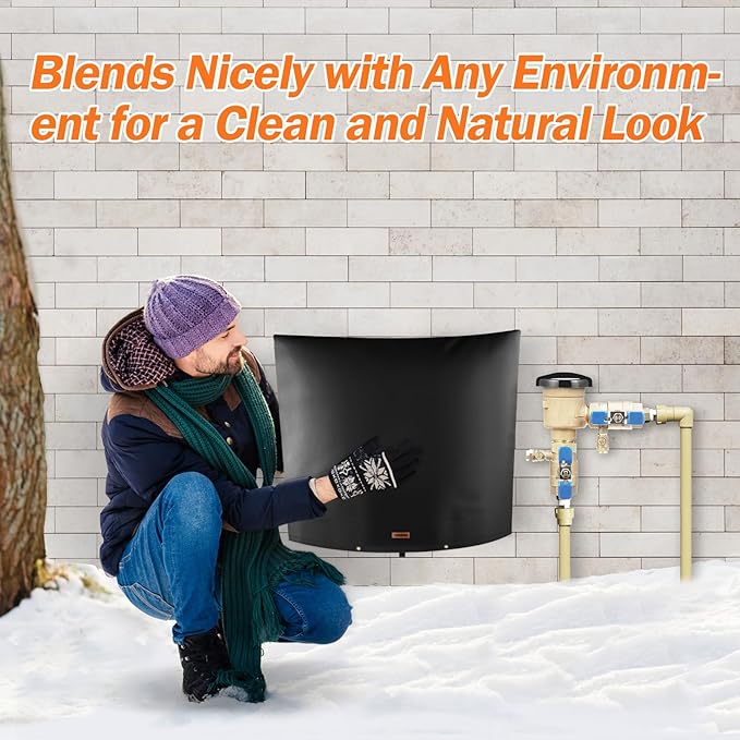 Backflow Preventer Pipe Insulation Cover (5°F) - Irrigation Sprinkler Valve Insulated Pouch - Water Well Pump Cover - Sturdy 5 Layers for Winter Freeze Protection, 40" W x 40" H, Black