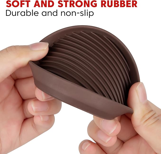 8Pcs 3"*3" Rubber Non-Slip Furniture Pads Heavy Duty Furniture Casters Cups Sofa Feet Floor Protectors for Beds Sofas Pianos and Other Large Furniture (Round, Brown)