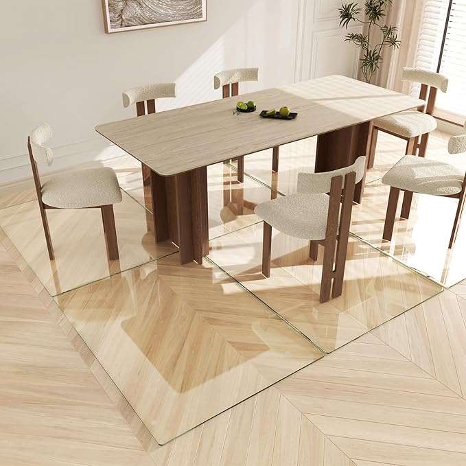 Koonmi Tempered Glass Chair Mat 36"x48" - Premium Office Chair Mat for Hardwood Floors & Low-Pile Carpet with 4 Non-Slip Pads - Thick Scratch-Resistant Surface