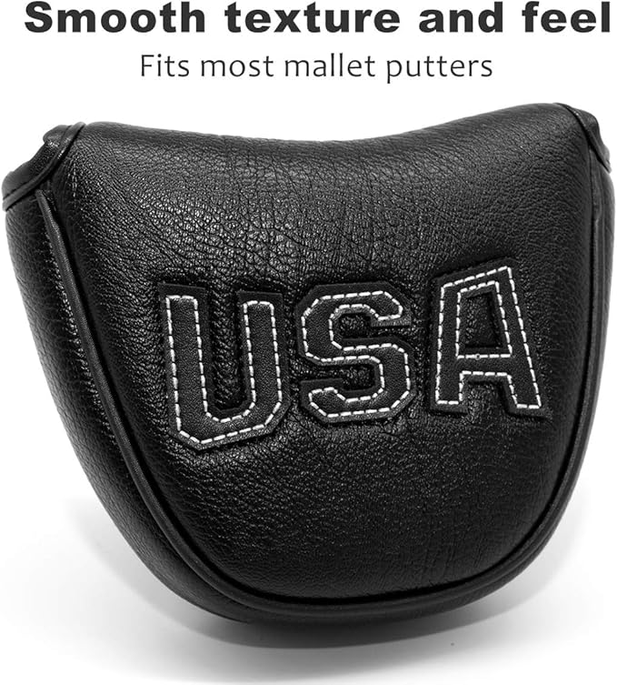 Golf Putter Cover, Putter Headcovers Golf Club Head Covers Putter Headcover for Blade Leather Golf Mallet Putter Head Covers with Magnetic for All Brands USA Style