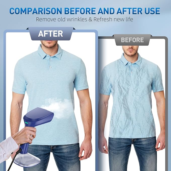 Steamer for Clothes - 1800W Powerful Steam, 2 Modes for Wet and Dry Ironing, 20-Second Fast Heat-up,Detachable Water Tank with Heat-Resistant Gloves -Removing Wrinkles.Only for 120V Countries.Blue
