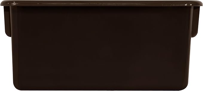 Wood Designs Cubby Storage Bin, Heavy Duty Plastic Containers for Kids Brown Cubby Tray Set of 30