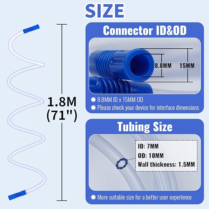 3 PCS 71" Suction Tubing Hoses Extended Suction Connection Tube for Home Use, Flexible & Portable Hoses Vacuum Fits Various Devices
