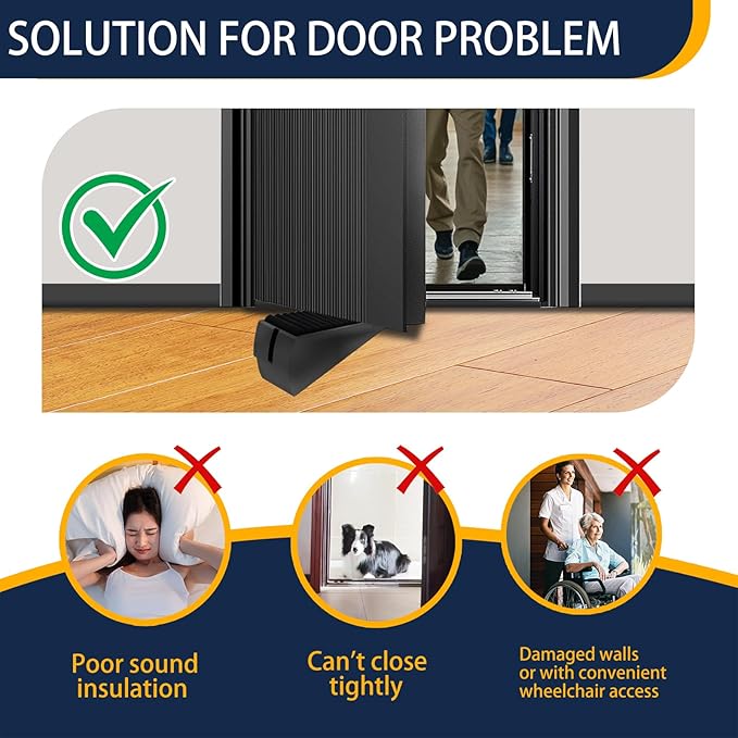 Adjustable Large Door Stopper, Strongest Tall Spring Heavy Duty Door Stop, 3 in Wedge Door Stoppers for Bottom of Door, Stainless steels Make Suits for Any Heavy Door(2 Pack Black)