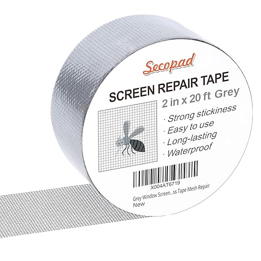 Grey Window Screen Repair Tape, 2IN X 20FT Screen Repair Kit for Windows or Doors, Strong Adhesive Fiberglass Mesh Patch Tape