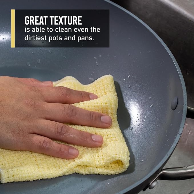 Old Fashion 100% Cotton Dishcloths - Set of 4 Mixed Colors - 2 Yellow/2 White -11" x 11"