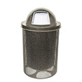 COATEDOUTDOORFURNITURE 32-Gallon Heavy-Duty Punched Steel Round Trash Receptacle, Commercial Outdoor Waste Bin with Liner & Black Dome Lid – Made in America (Textured Gold Vein)