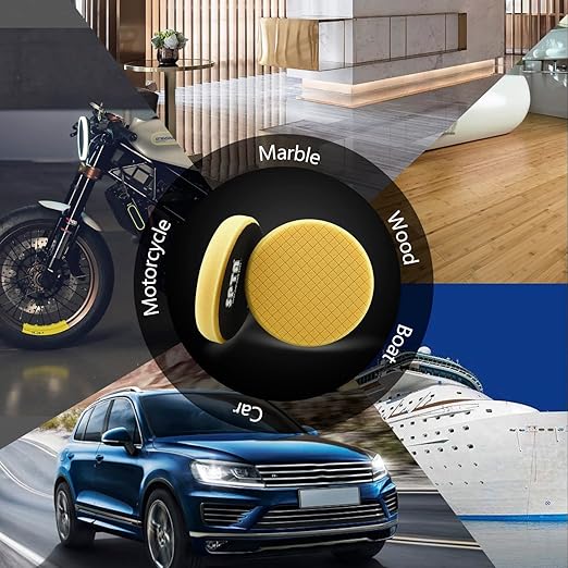 Yellow Medium Cut Pad, Buffing Polishing Pads, SPTA 1Pc 5.5 Inch Face for 5 Inch 125mm Backing Plate Compound Buffing Sponge Pads for Car Buffer Polisher Compounding, Polishing and Waxing - FPTSS5Y