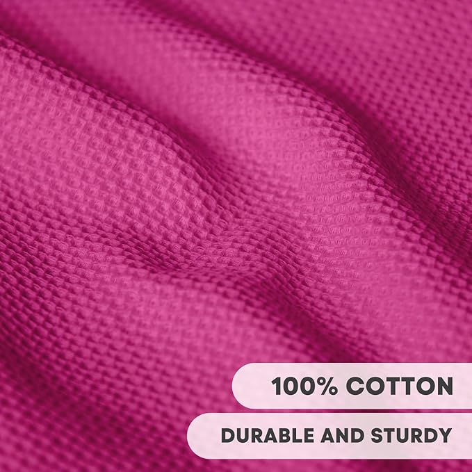 Artoid Mode 100% Cotton Rose Red Waffle Weave Kitchen Dish Cloths, 12x12 Inch Ultra Soft Absorbent Quick Drying Kitchen Dish Towels Set of 6