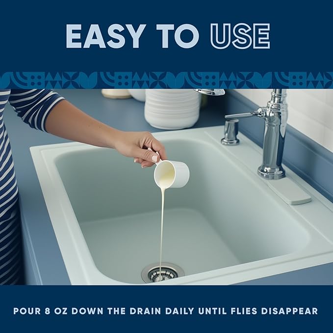 Fruit Fly Drain Treatment | Drain Fly Eliminator | Eliminates Gnats, Sewer Flies and More - Works in All Drains - 64 Fl Oz