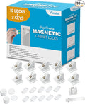 Vmaisi Adhesive Magnetic Locks for Cabinets & Drawers (10 Locks and 2 Keys)
