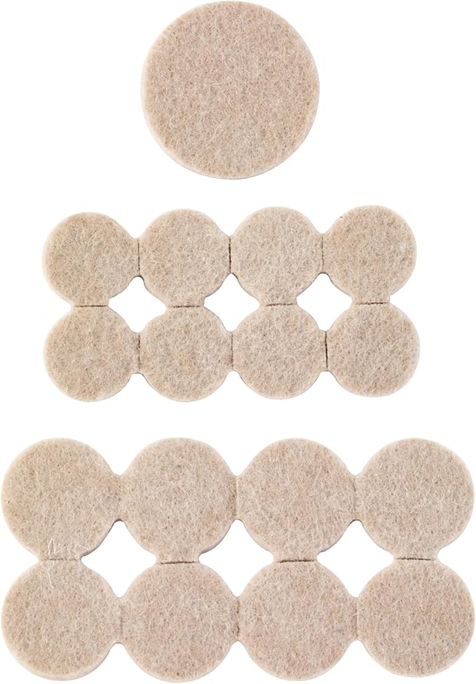 Scotch Felt Pads, Felt Furniture Pads for Protecting Hardwood Floors, Beige, Multi-Pack, 16-3/4 in., 16-1 in., 4-1.5 in., Round, 36 Pads Total