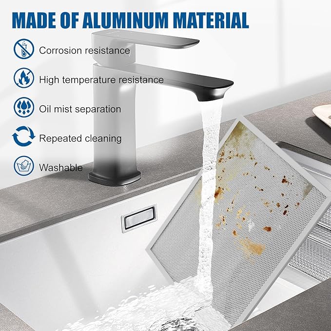 Allure Range Hood Filter Replacement 14.2" x 11.8" BPS1FA30 With 5-Layer Aluminum Mesh Fit for Broan. Nutone vent filter for Kitchen Overhead Exhaust Fan Blocks Grease & Filters Oven Air (2PIC)ENKTIK
