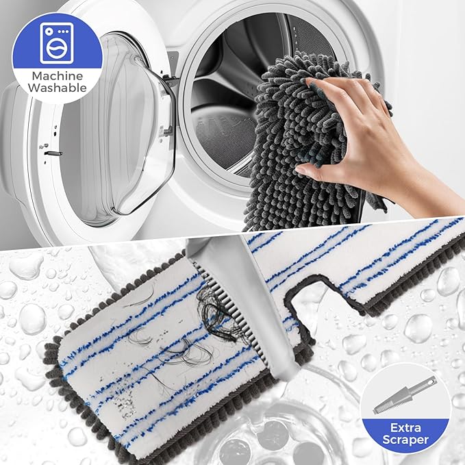 MASTERTOP Microfiber Dust Mop,Double-Sided Flat Mops for Hardwood Floors with 4 Reusable Mop Pads, Floor Mops with Stainless Steel Handle and Extension, Cleaner for Hardwood, Vinyl, Laminate, Tile