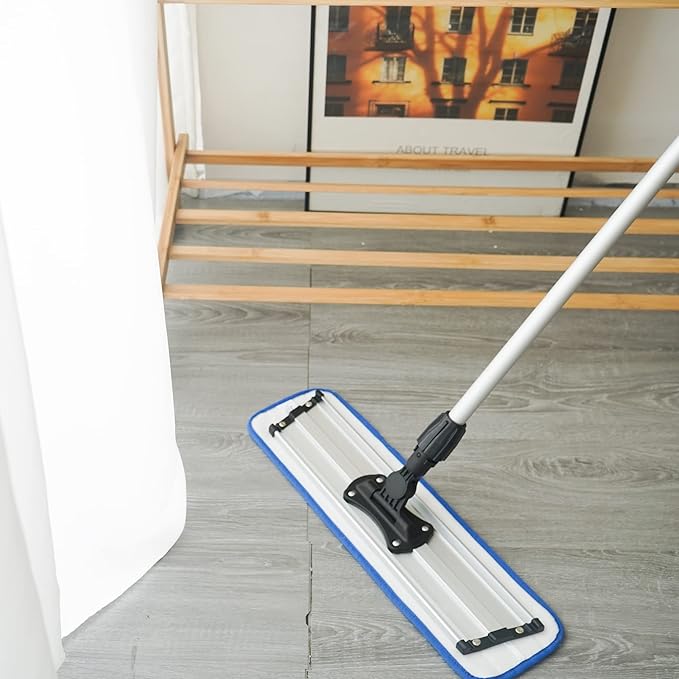 Matthew 18'' Microfiber Mop Replacement Pads for Wet Dry Reusable Mops Floor Home Commercial Cleaning Refills, Machine Washable Compatible with Bona Mop&Any Microfiber Flat Mop System Blue (12 Pack)