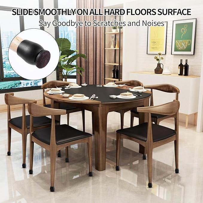 Ezprotekt 24 Pcs Black Chair Leg Floor Protectors for Hardwood Floors, Felt Furniture Pads Caps Covers, Bar Stool Floor Protectors Cups for Dining Table Desk Chair (Fit 0.83 "- 1.02", 21-26mm)