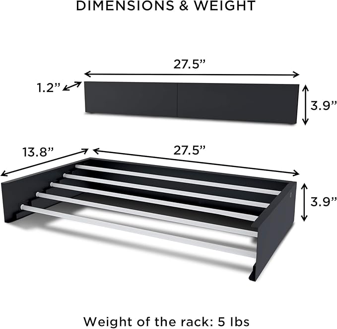 Step Up Laundry Drying Rack (27.5-INCH Industrial Gray), Wall Mounted, Retractable Clothes Drying Rack, 40lbs Load Capacity, 11.6 Linear Ft, with Wall Template and Long Screwdriver Bit