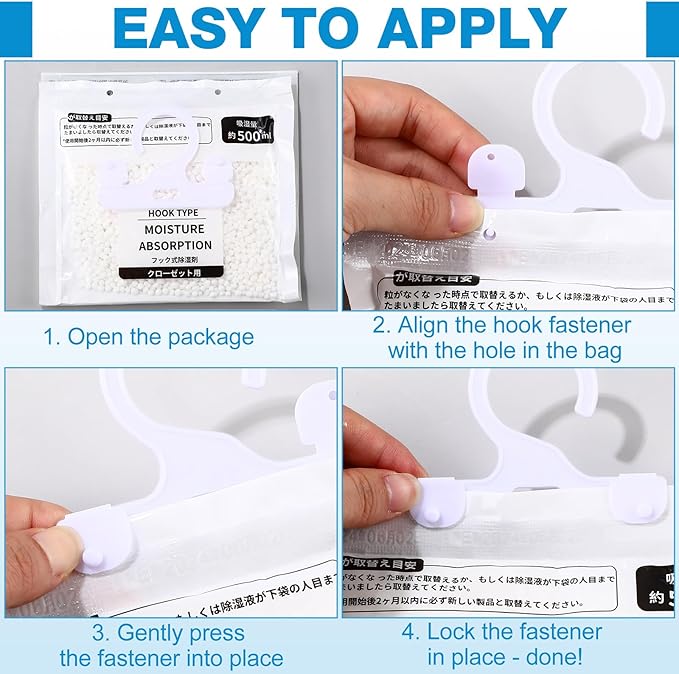 Nuanchu 30 Pack 500 ml Moisture Absorber Hanging Closet Dehumidifier Bags Unscented Hanging Humidity Absorber Desiccant Moisture Absorb in Wardrobes Bedrooms Bathrooms Kitchen