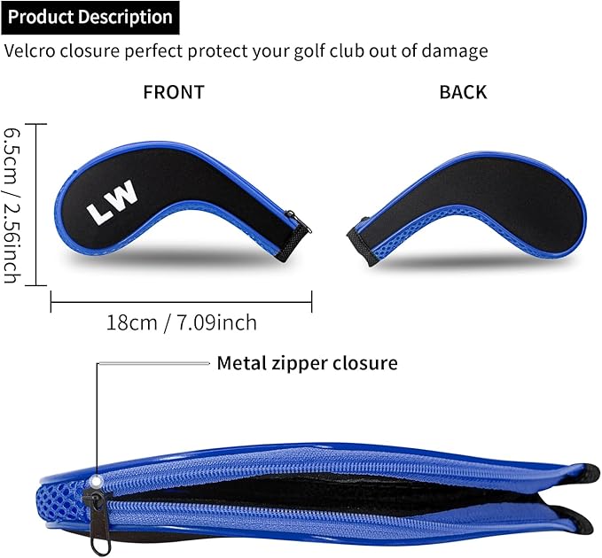 Golf 12pcs Thick Synthetic Golf Iron Head Covers Set Headcover Fit All Brands Callaway Ping Taylormade Cobra Etc. Also Custom Name