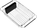 SANNO Expandable Dish Drying Rack Over The Sink Dish Drainer Dish Rack in Sink or On Counter with Utensil Silverware Storage Holder, Rustproof Stainless Steel
