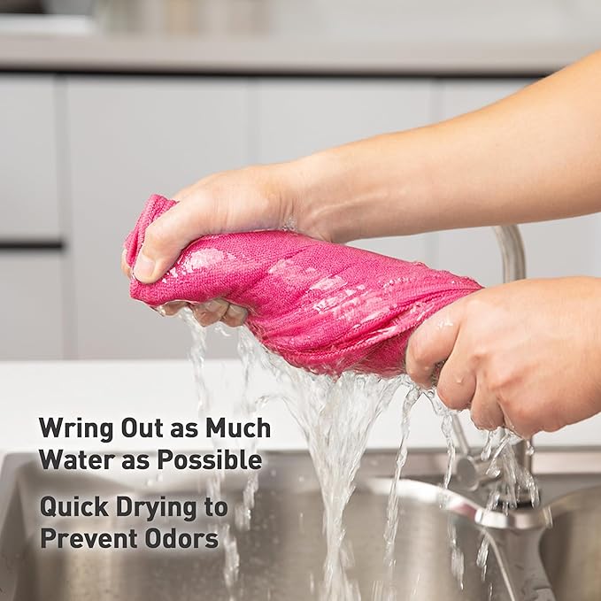 Pink Microfiber Cleaning Cloth 13"x13", Ultra Soft Absorbent Microfiber Cleaning Rags for Housekeeping Cleaning Supplies, Lint Free Reusable Cleaning Cloths for House Washable, Pack of 12