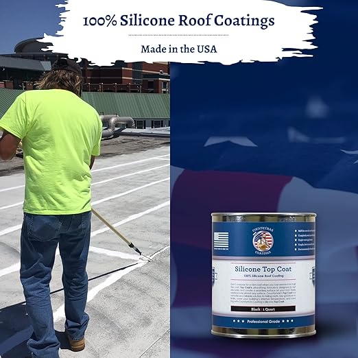 Countryman Coatings - 100% Silicone Roof Coating - Restore Your Roof in a Day - Seal Leaks, Cracks, Seams, Penetrations - Adheres to All Surfaces (1 Quart, Black)