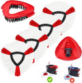 4 Pack Spin Mop Replacements Head Compatible for EasyWring 1-Tank System,Microfiber Spin Mop Refills Head,1 Mop Scrub Brush + 1 Mop Base + 4 Pack Cleaning Floor Mop Head（Red)