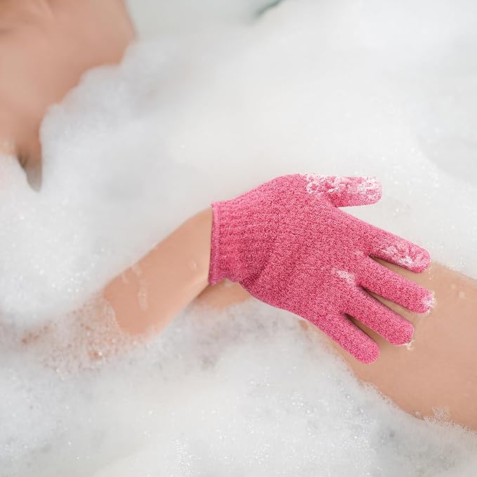 Evridwear Exfoliating Glove Shower Gloves Exfoliate Dead Skin for Dry Sensitive Skin No Irritation with Hanging Loop