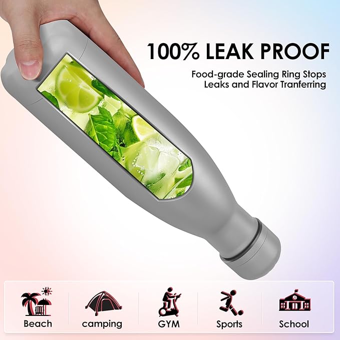 17oz Cola-Bottle Shaped Stainless Steel Leak-proof Water Bottle,Double Wall Vacuum Insulated Metal,Travel Mug For Sports Indoors & Outdoors,BPA-Free School Kids Flasks,Gray(12Pack)