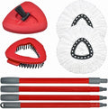 Spin Mop Heads Replacements for O Ceda EasyWring 1-Tank System, 2 Microfiber Mop Head Refills, 4-Section Iron Handle, 1 Base and 1 Scrub Brush Combo Set for Floor Cleaning