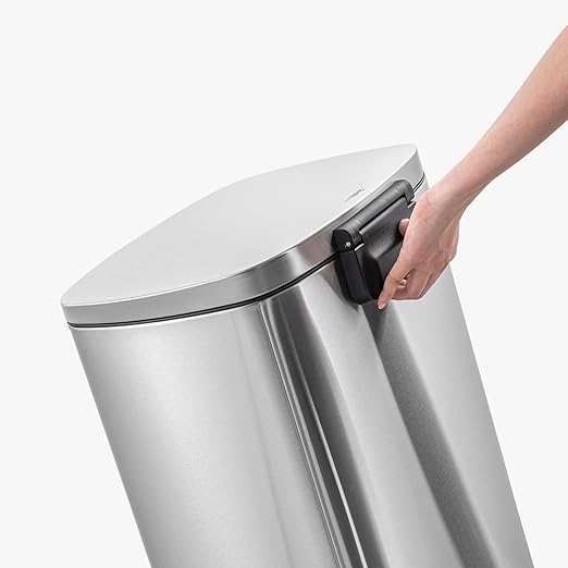 QUALIAZERO 50L / 13 Gallon Stainless Steel Step-On Kitchen Trash Can Soft-Close Lid, Fingerprint-Resistant, Removable Liner, Slim Rectangle Modern Design for Home, Office, Commercial