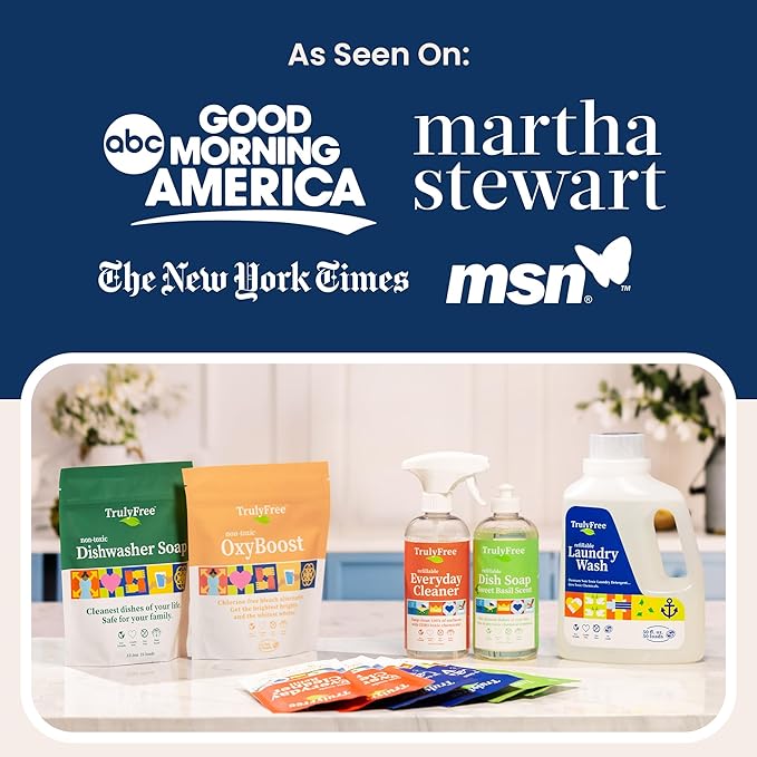 Truly Free Everyday Cleaner - Multipurpose Cleaner Spray, Kitchen Counter Cleaner, Natural Cleaning Products, Multi-Surface Household Solution - Pack of 3