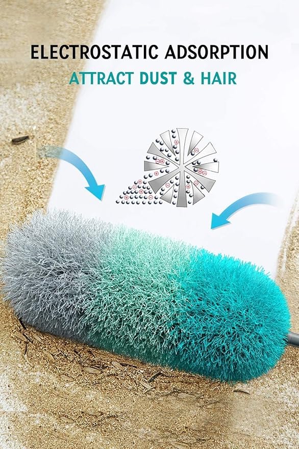 BOOMJOY Microfiber Feather Duster with 100 inches Extension Pole, Dusters for Cleaning High Ceiling, Fan, Blinds, Furniture