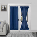 DWCN French Door Curtains – Rod Pocket Thermal Blackout Curtain for Doors with Glass Window, Kitchen and Patio Doors for Privacy, 54 X 72 Inches Long, 1 Curtain Panel with Tieback, Classic Blue