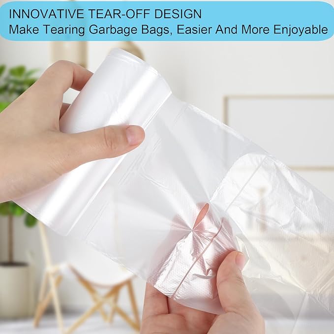 2 Gallon Small Plastic Trash Bags, 7.5 Liters Clear Wastebasket Liners Garbage Bags for Home, Office, Bathroom, 100 Counts
